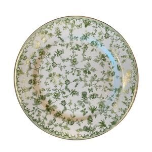 Grace Teaware Porcelain Dinner Plates 10.5" Green & White Floral Set of 4 New